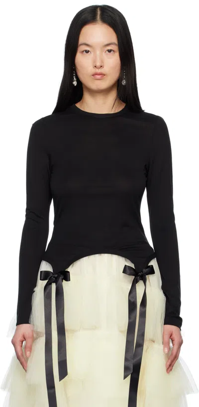 SIMONE ROCHA BLACK BOW TAIL EASY T-SHIRT