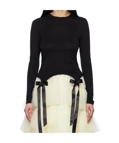 SIMONE ROCHA BLACK BOW TAIL EASY T-SHIRT