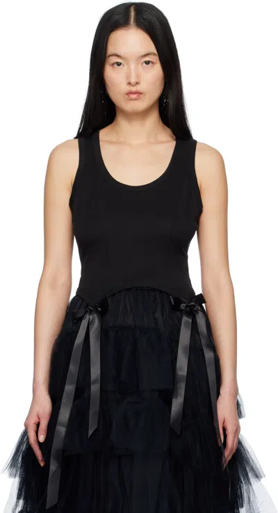 SIMONE ROCHA BLACK BOW TAIL EASY TANK TOP