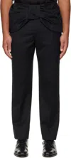 Simone Rocha Bow-tie Belt Straight Leg Casual Pants In Black