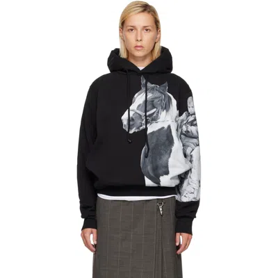 Simone Rocha Black Boxy Pony Kid Print Hoodie