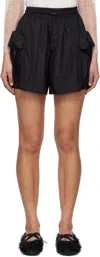 Simone Rocha Cargo Flap Pocket Flare Shorts In Black