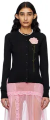 Simone Rocha Carnation-jacquard Cardigan In Black