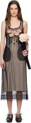 Simone Rocha Black Carnation Dart Midi Dress In Black