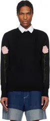 Simone Rocha Carnation-print Long-sleeve T-shirt In Black