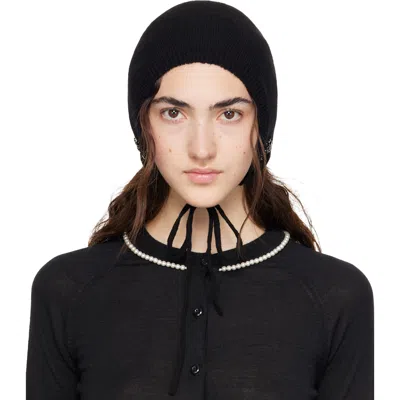 Simone Rocha Black Cashmere Bonnet