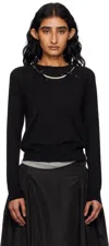 Simone Rocha Black Classic Long Sleeve Fine Knit Sweater In Black
