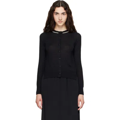 Simone Rocha Black Classic Merino Silk Cardigan