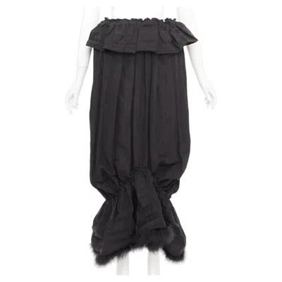 Pre-owned Simone Rocha Black Cloque Paperbag Taffeta Bubble Turkey Feather Midi Skirt Uk6