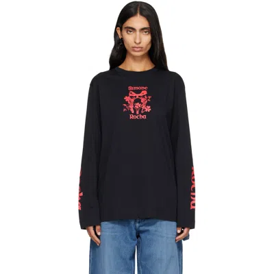 Simone Rocha Graphic-print Long-sleeve T-shirt In Black