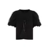 Simone Rocha Cropped Ruched Bow T-shirt In Black