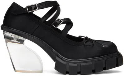 Simone Rocha Black Criss-cross Ballerina Heels In Black/clear