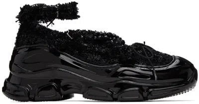 Simone Rocha Black Criss-cross Tracker Ballerina Flats In Black/black/jet