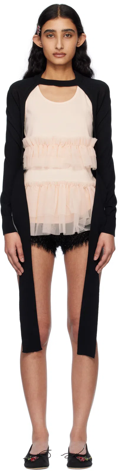 Simone Rocha Black Cropped Cut-out Cardigan
