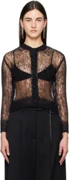 Simone Rocha Black Cropped Long Sleeve Cardigan In Black/black