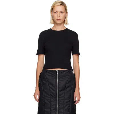 Simone Rocha Black Cropped Pointelle T-shirt In Multi
