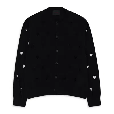 SIMONE ROCHA BLACK CUT OUT LOVE HEART CARDIGAN