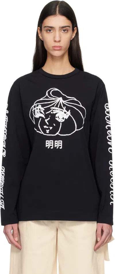 Simone Rocha Black Dim Sum Logo Print Long Sleeve T-shirt