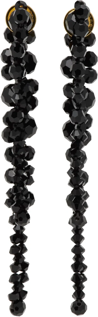 Simone Rocha Black Double Pierce Through Drip Earrings In Jet