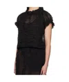 Simone Rocha Black Elasticated Gathered Ruffle Tulip Blouse In Black
