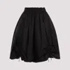 SIMONE ROCHA BLACK ELASTICATED RUCHING POLYAMIDE MIDI SKIRT