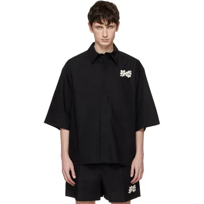 Simone Rocha Black Embellished Boxy Pen Pocket Shirt