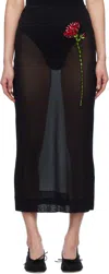 Simone Rocha Embellished Carnation Column Skirt In Black/black/red Mult