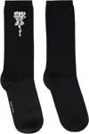 Simone Rocha Black Embellished Carnation Socks In Black/pearl/clear