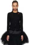 Simone Rocha Black Embellished Flower Cardigan In Black/red Multi