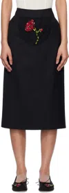 Simone Rocha Embellished Flower Peek-a-boo Skirt In Black