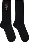 Simone Rocha Black Embellished Flower Socks In Black/red/multi