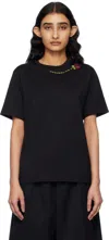 Simone Rocha Crystal Rose Embellished Boyfrined T-shirt In Black/red/multi