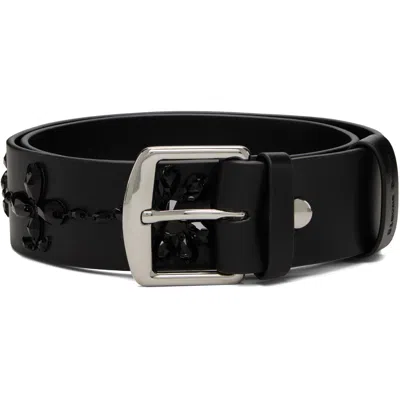 Simone Rocha ブラック エンベリッシュド レザーベルト In Black/jet
