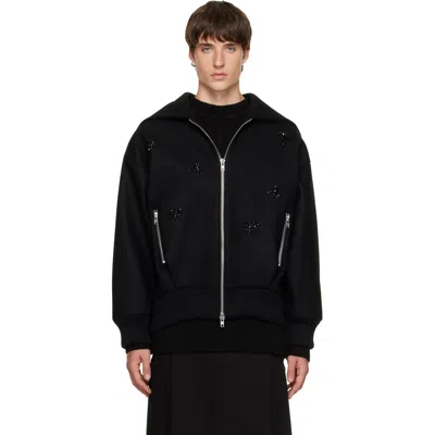 Simone Rocha Black Embellished Oversized Split Hood Jacket