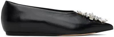 SIMONE ROCHA BLACK EMBELLISHED POINTED TOE BALLERINA FLATS
