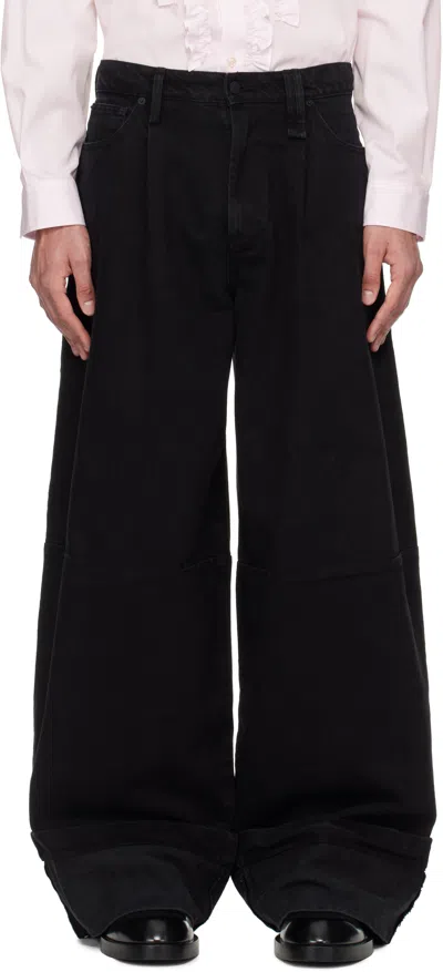 Simone Rocha Black Embellished Puddle Jeans In Black/jet