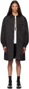 Simone Rocha Puff Sleeve Utility Coat With Embroidery In Black/jet