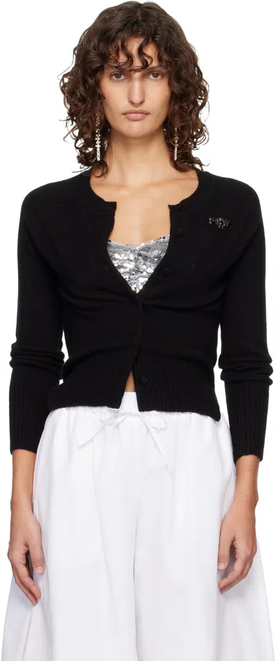 Simone Rocha Black Embellished Relaxed Cashmere Cardigan