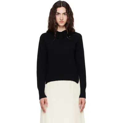 Simone Rocha Black Embellished Relaxed Cashmere Hoodie In Black/jet