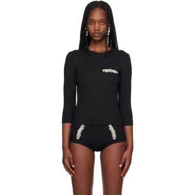 Simone Rocha Black Embellished Underpinning T-shirt