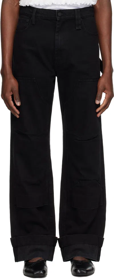 Simone Rocha Black Embellished Workwear Jeans In Black/jet