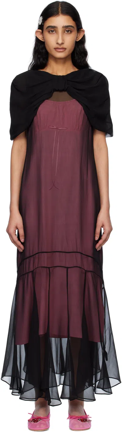 Simone Rocha Black Extended Bow Multi-seam Maxi Dress