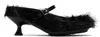 Simone Rocha Black Faux Fur Grip Mule Heels In Black