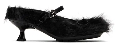 Simone Rocha Black Faux Fur Grip Mule Heels