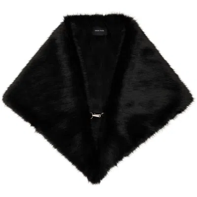 Simone Rocha ブラック フェイクファー クリップ スカーフ In Black