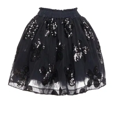 Pre-owned Simone Rocha Black Floral Sequin Embellished Tulle Tutu Skirt Uk4 Xxs