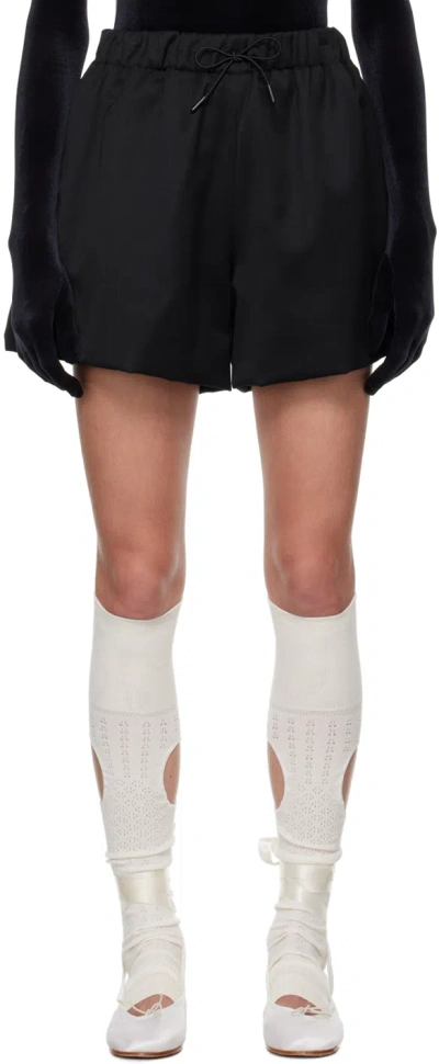 Simone Rocha Black Furry Welt Pocket Shorts In Black/black