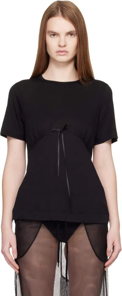 Simone Rocha Black Gathered Bust Bow T-shirt