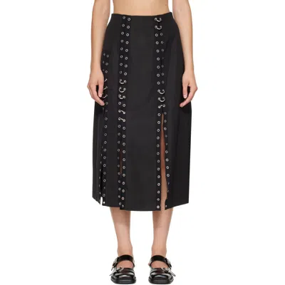 Simone Rocha Black Grommet Ring Sculpt Ripple Midi Skirt