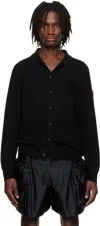 Simone Rocha Black Knit Workwear Cardigan In Black/red Multi